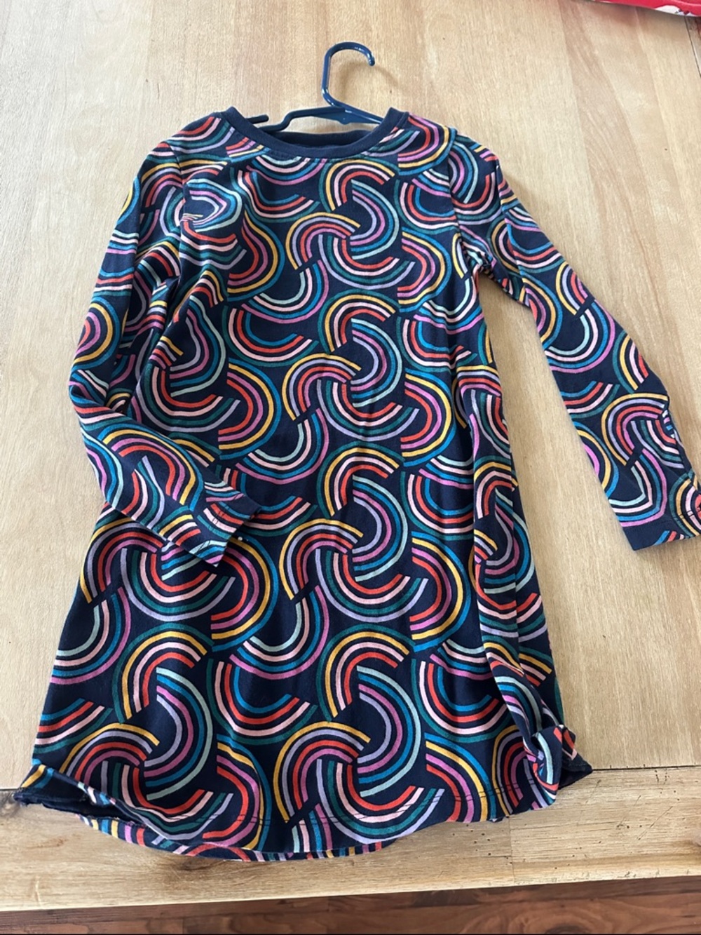 Hanna Andersson Black Long-Sleeve Dress with Multicolor Swirl Print
